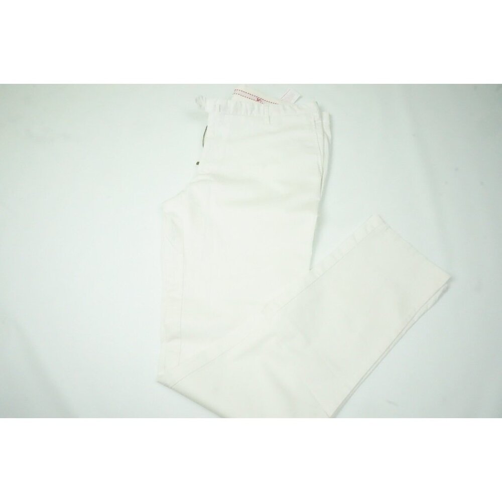 Isaia Tinto Slim Solid White Cotton Blend Casual Chino Pants 56R EU NEW